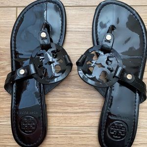 Tory Burch Black Miller Patent Sandals 7M